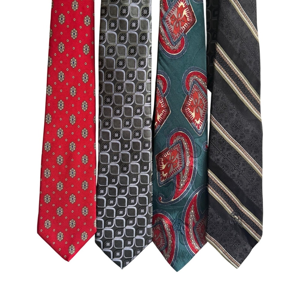 Mens Silk Necktie TIE 4 pc Lot DIOR COUNTESS MARA‎ JOSEPH ABBOUD 3.5" W Vintage